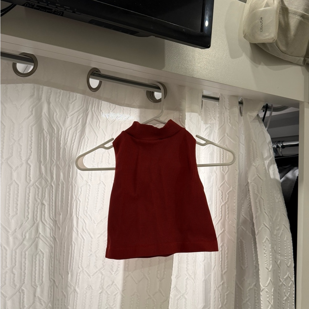 fab'rik Red Sleeveless Crop Top
